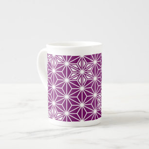 Japanese Asanoha pattern - eggplant purple Bone China Mug
