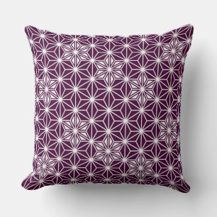 Japanese Asanoha pattern - eggplant purple Cushion