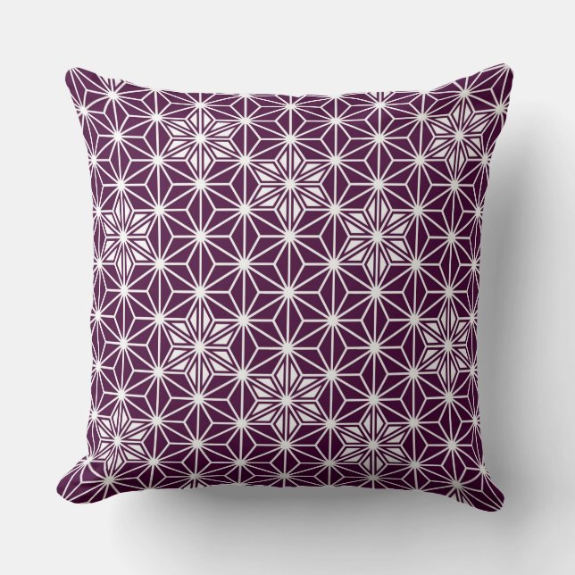 Japanese Asanoha pattern - eggplant purple Cushion (Front)