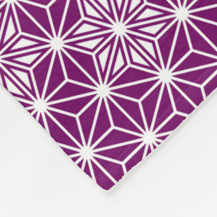 Japanese Asanoha pattern - eggplant purple Fleece Blanket