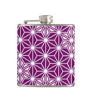 Japanese Asanoha pattern - eggplant purple Hip Flask