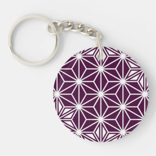 Japanese Asanoha pattern - eggplant purple Key Ring