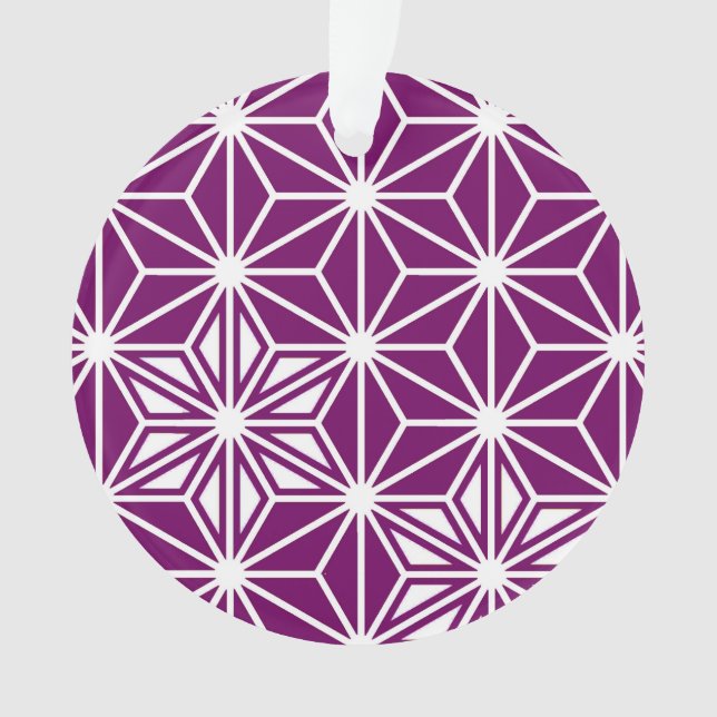 Japanese Asanoha pattern - eggplant purple Ornament (Front)