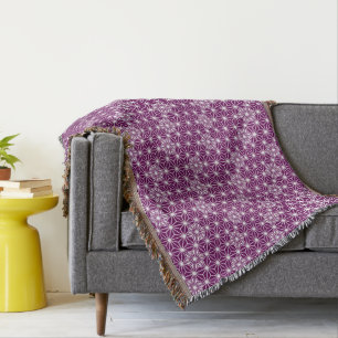 Japanese Asanoha pattern - eggplant purple Throw Blanket
