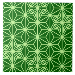 Japanese Asanoha Pattern, Emerald and Lime Green Tile
