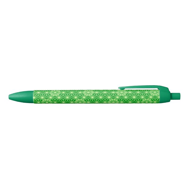 Japanese Asanoha pattern - emerald green Black Ink Pen (Top)
