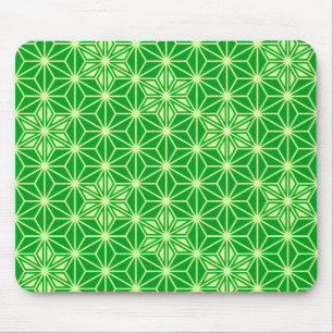 Japanese Asanoha pattern - emerald green Mouse Mat
