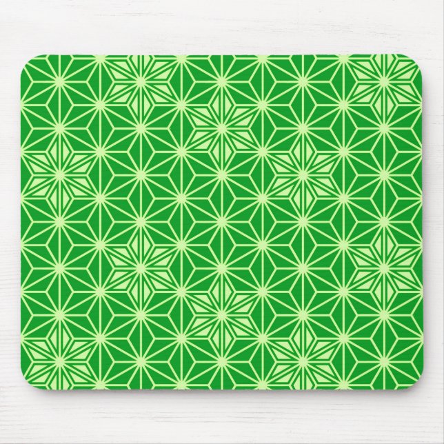 Japanese Asanoha pattern - emerald green Mouse Mat (Front)
