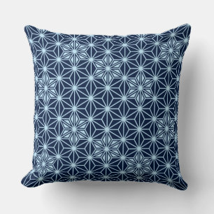 Japanese Asanoha pattern - indigo blue Cushion