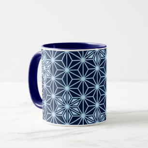 Japanese Asanoha pattern - indigo blue Mug