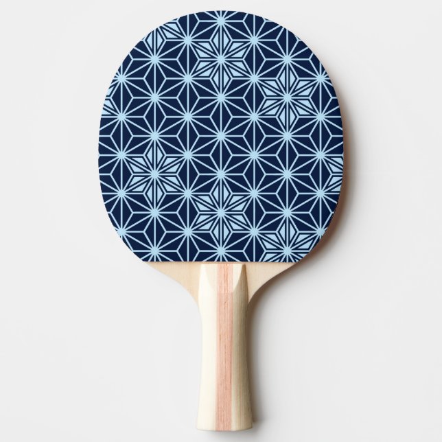Japanese Asanoha pattern - Indigo Blue Ping Pong Paddle (Front)