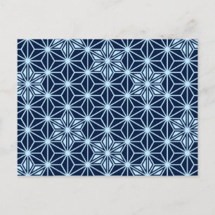 Japanese Asanoha pattern - Indigo Blue Postcard