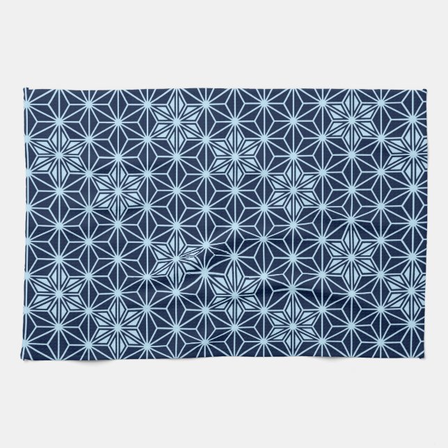 Japanese Asanoha pattern - indigo blue Tea Towel (Horizontal)