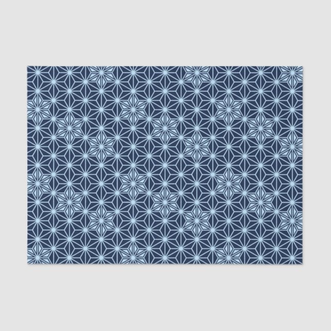 Japanese Asanoha pattern - Indigo Blue Tissue Paper (Front)