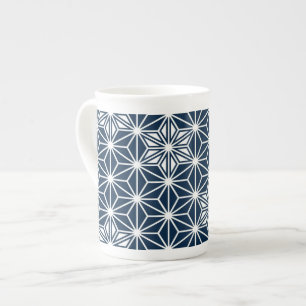 Japanese Asanoha pattern - indigo blue & white Bone China Mug