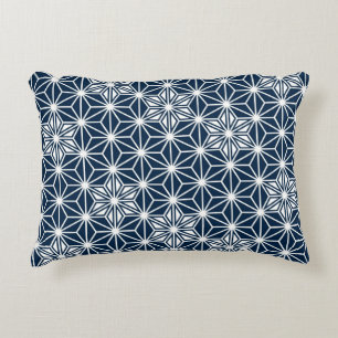 Japanese Asanoha pattern - indigo blue & white Decorative Cushion