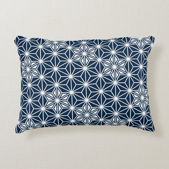 Japanese Asanoha pattern - indigo blue & white Decorative Cushion (Front)