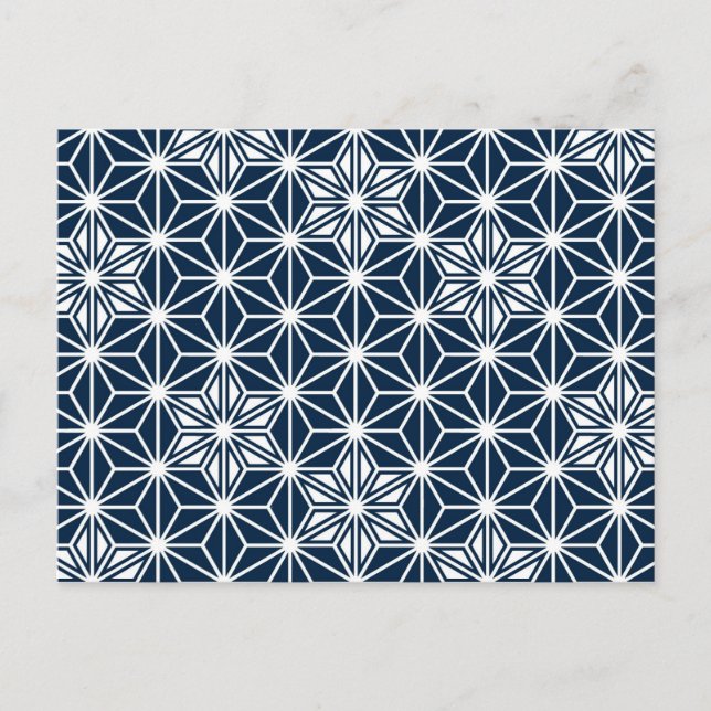 Japanese Asanoha pattern - indigo blue & white Postcard (Front)