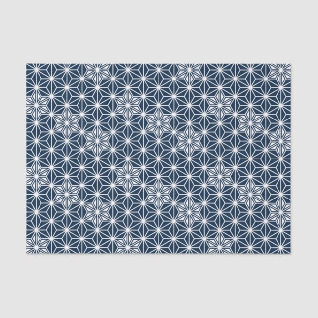 Japanese Asanoha pattern - indigo blue & white Tissue Paper (Front)