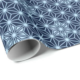 Japanese Asanoha pattern - Indigo Blue Wrapping Paper