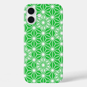 Japanese Asanoha pattern - jade green iPhone 16 Plus Case