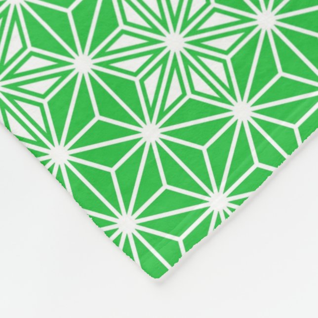 Japanese Asanoha pattern - jade green Fleece Blanket (Corner)