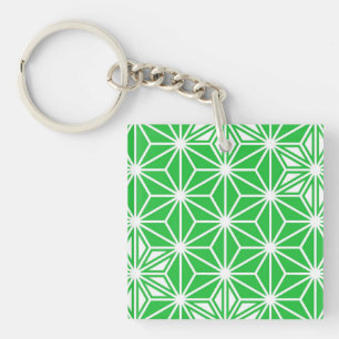 Japanese Asanoha pattern - jade green Key Ring