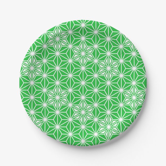 Japanese Asanoha pattern - jade green Paper Plate (Front)