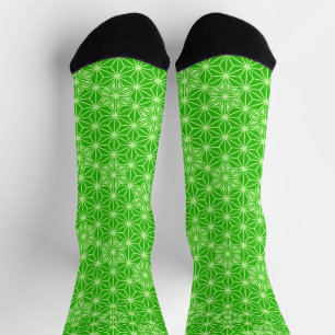Japanese Asanoha pattern, jade green Socks