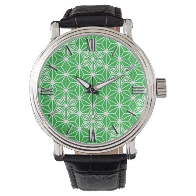 Japanese Asanoha pattern - jade green Watch (Front)