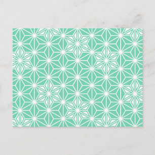 Japanese Asanoha pattern - light aqua Postcard