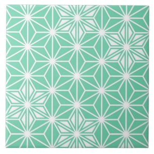 Japanese Asanoha pattern - light aqua Tile