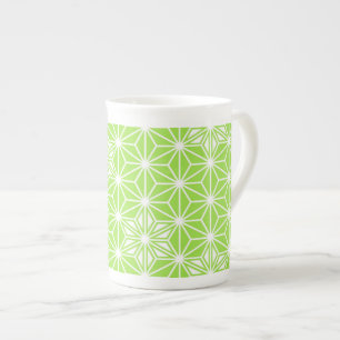 Japanese Asanoha pattern - light lime green Bone China Mug