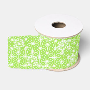 Japanese Asanoha pattern - light lime green Grosgrain Ribbon