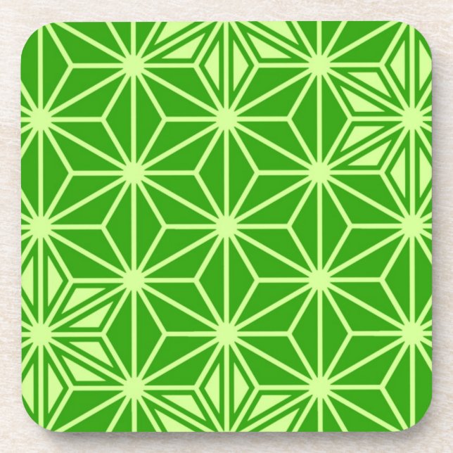 Japanese Asanoha pattern - lime green Coaster (Front)