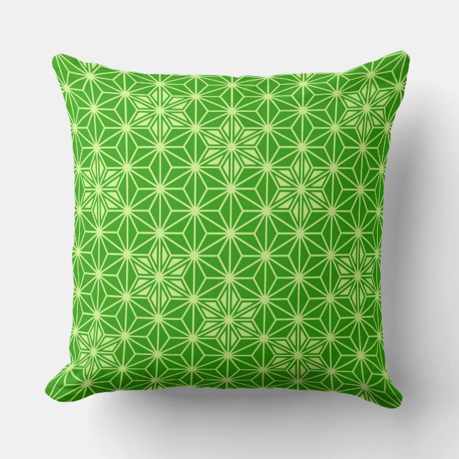 Japanese Asanoha pattern - lime green Cushion (Front)