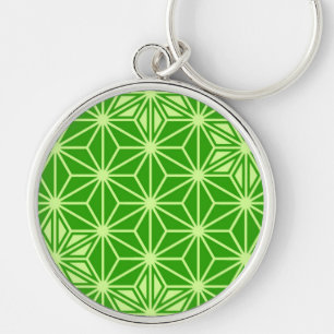 Japanese Asanoha pattern - lime green Key Ring