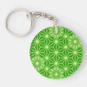 Japanese Asanoha pattern - lime green Key Ring