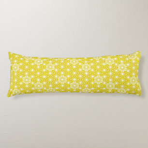 Japanese Asanoha pattern - mustard gold and white Body Cushion