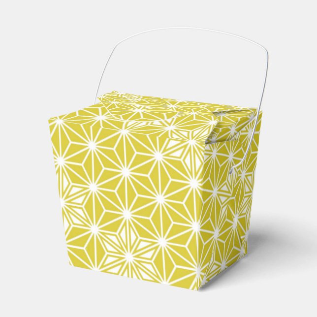 Japanese Asanoha pattern - mustard gold and white Favour Box (Front Side)
