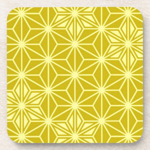 Japanese Asanoha pattern - mustard gold Coaster