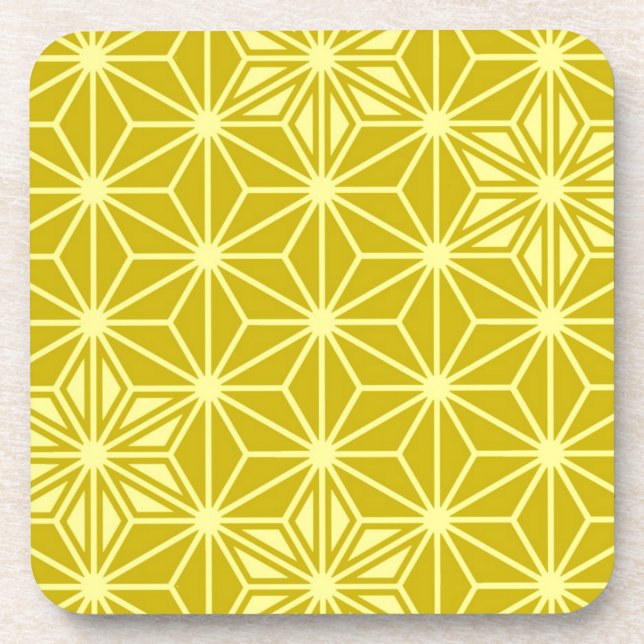 Japanese Asanoha pattern - mustard gold Coaster (Front)