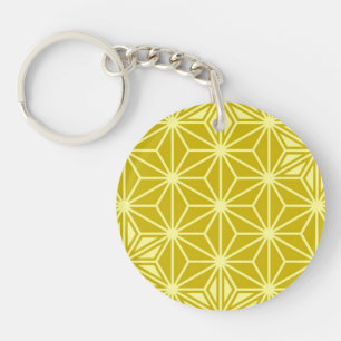 Japanese Asanoha pattern - mustard gold Key Ring