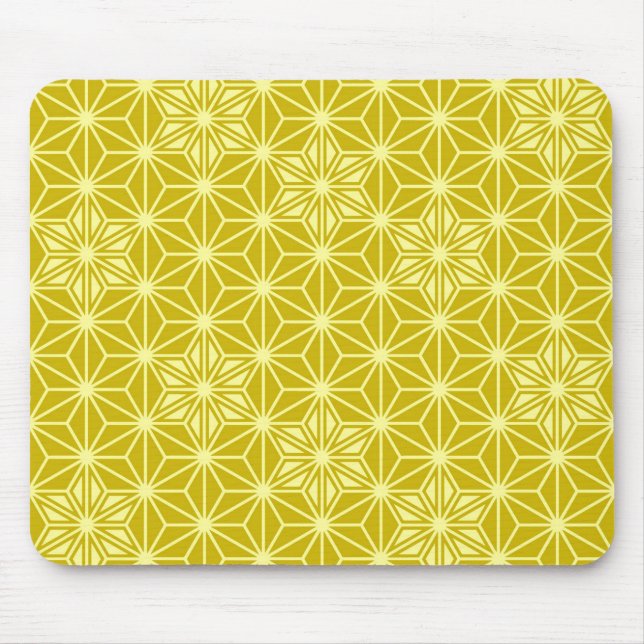 Japanese Asanoha pattern - mustard gold Mouse Mat (Front)