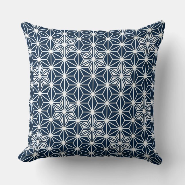 Japanese Asanoha pattern - navy blue Cushion (Front)