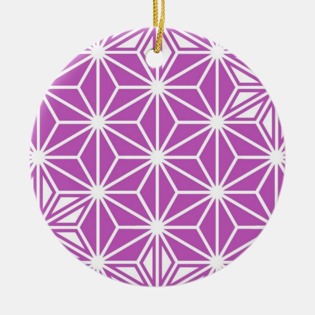 Japanese Asanoha pattern - orchid Ceramic Tree Decoration (Front)