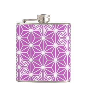 Japanese Asanoha pattern - orchid Hip Flask