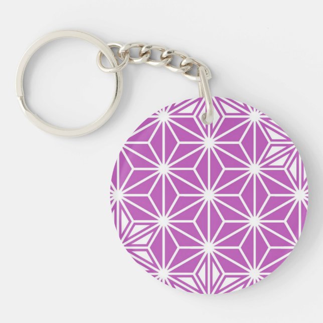 Japanese Asanoha pattern - orchid Key Ring (Front)