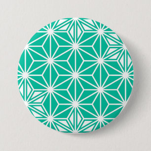 Japanese Asanoha pattern - peacock blue 7.5 Cm Round Badge