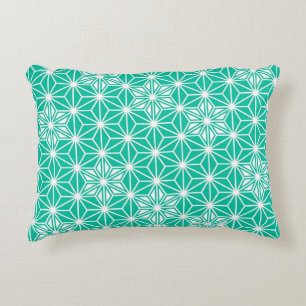 Japanese Asanoha pattern - peacock blue Decorative Cushion